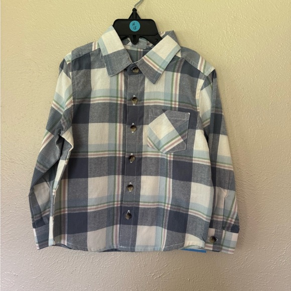 Ruffle Butts Alpine Blue Plaid Button Down Shirt - Picture 1 of 2